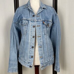 Vintage Levis Denim Jean Trucker Jacket Orange Tag Size L